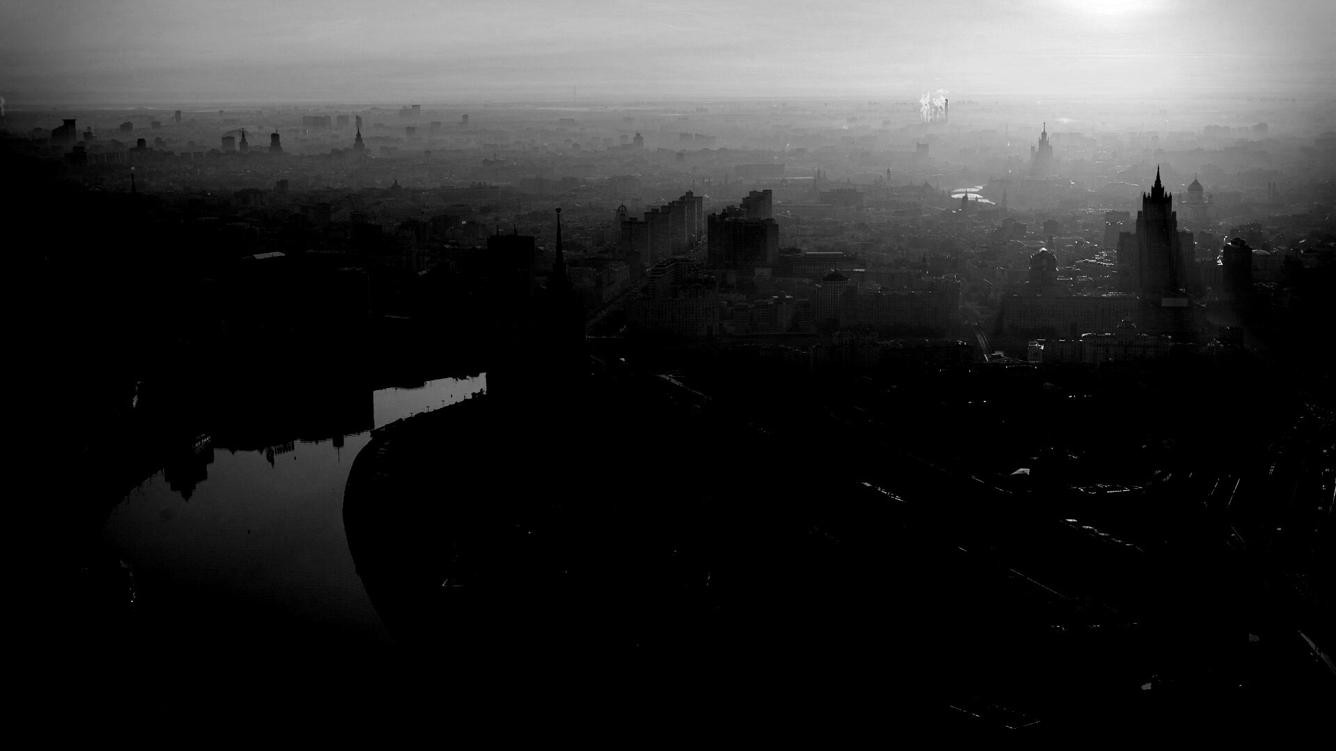 Москва в тумане обои