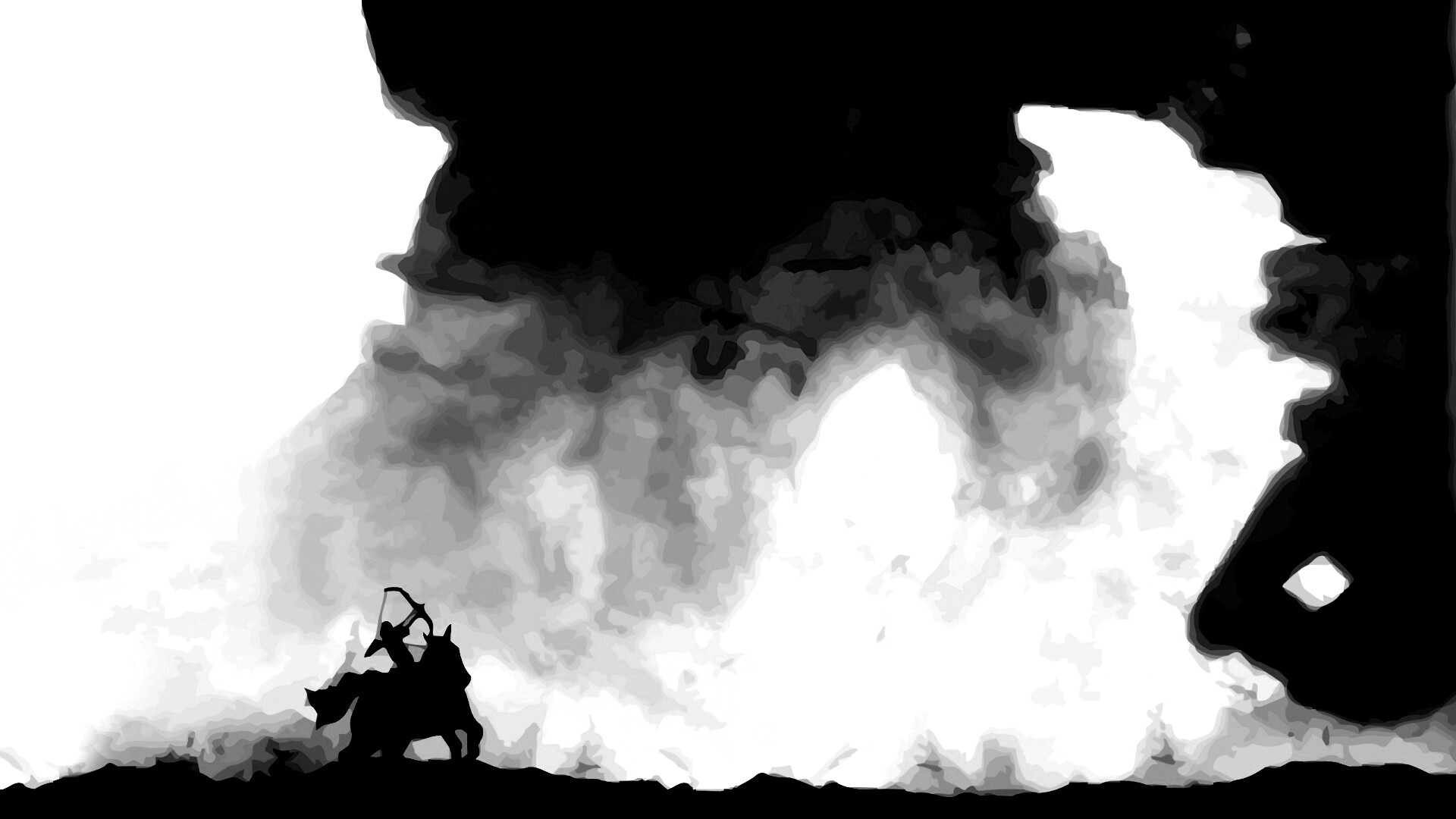 Всадник и огромный голем обои