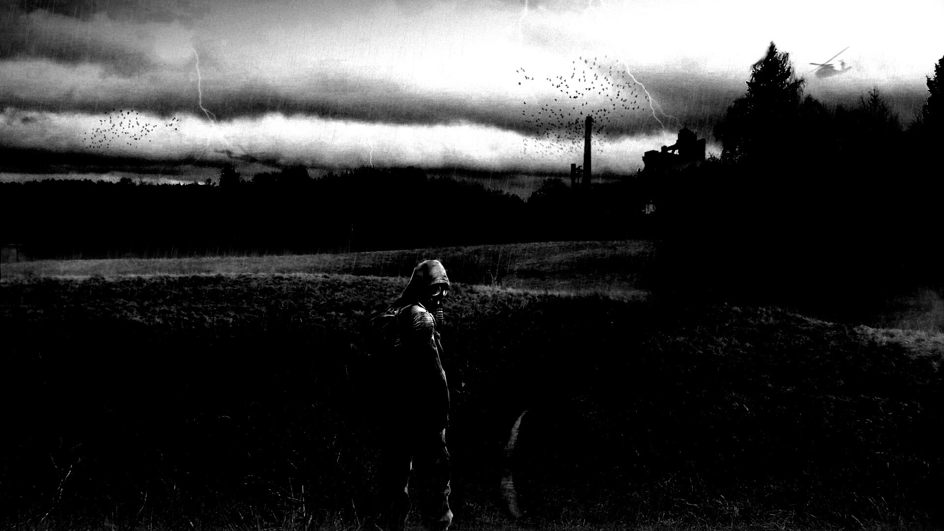 Сталкер под дождем обои