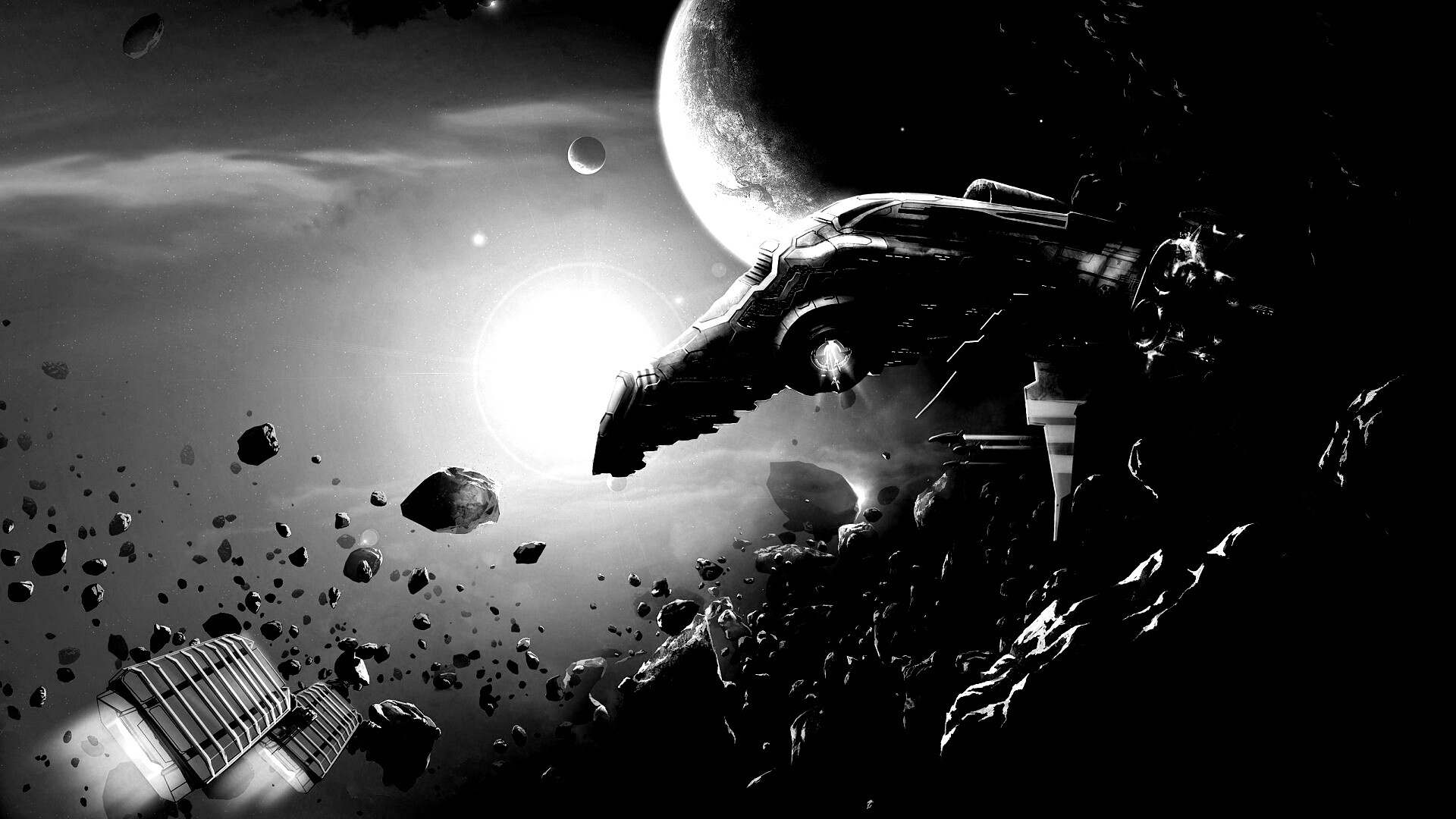 Полет в астероидах обои