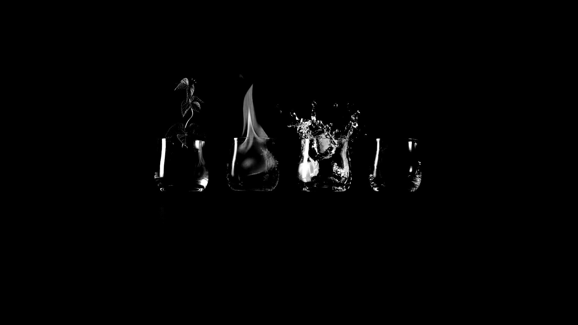 Четыре стихии: земля, огонь, вода, воздух. обои