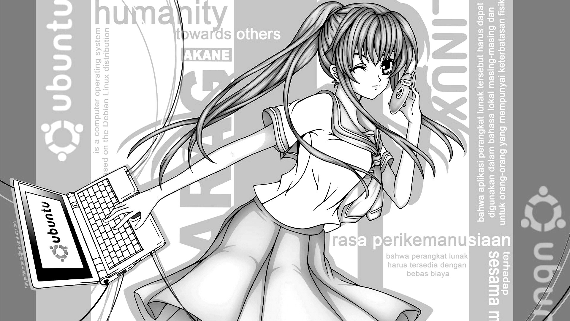 Ubuntu  в аниме обои