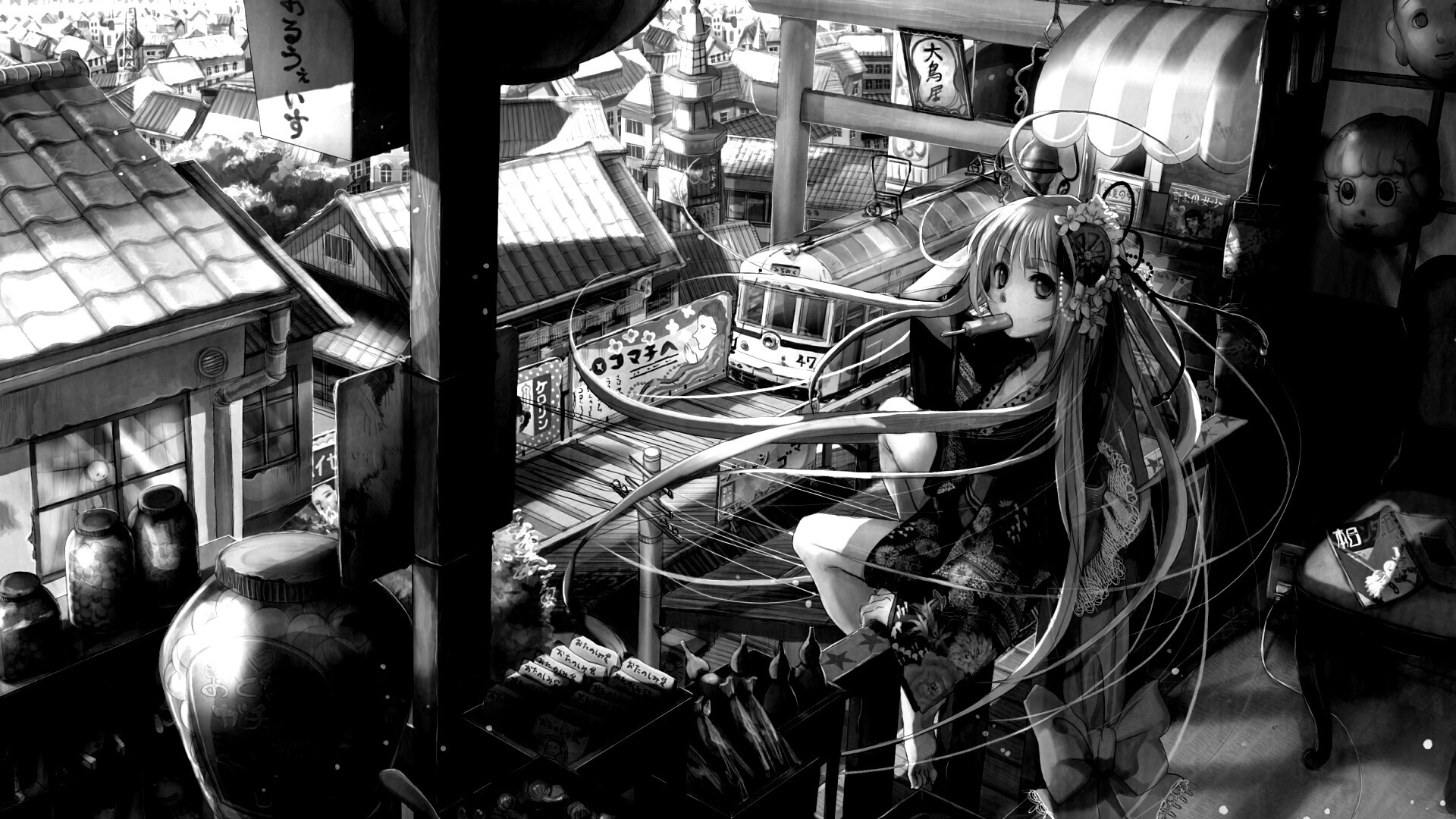 Девочка ест мороженное обои