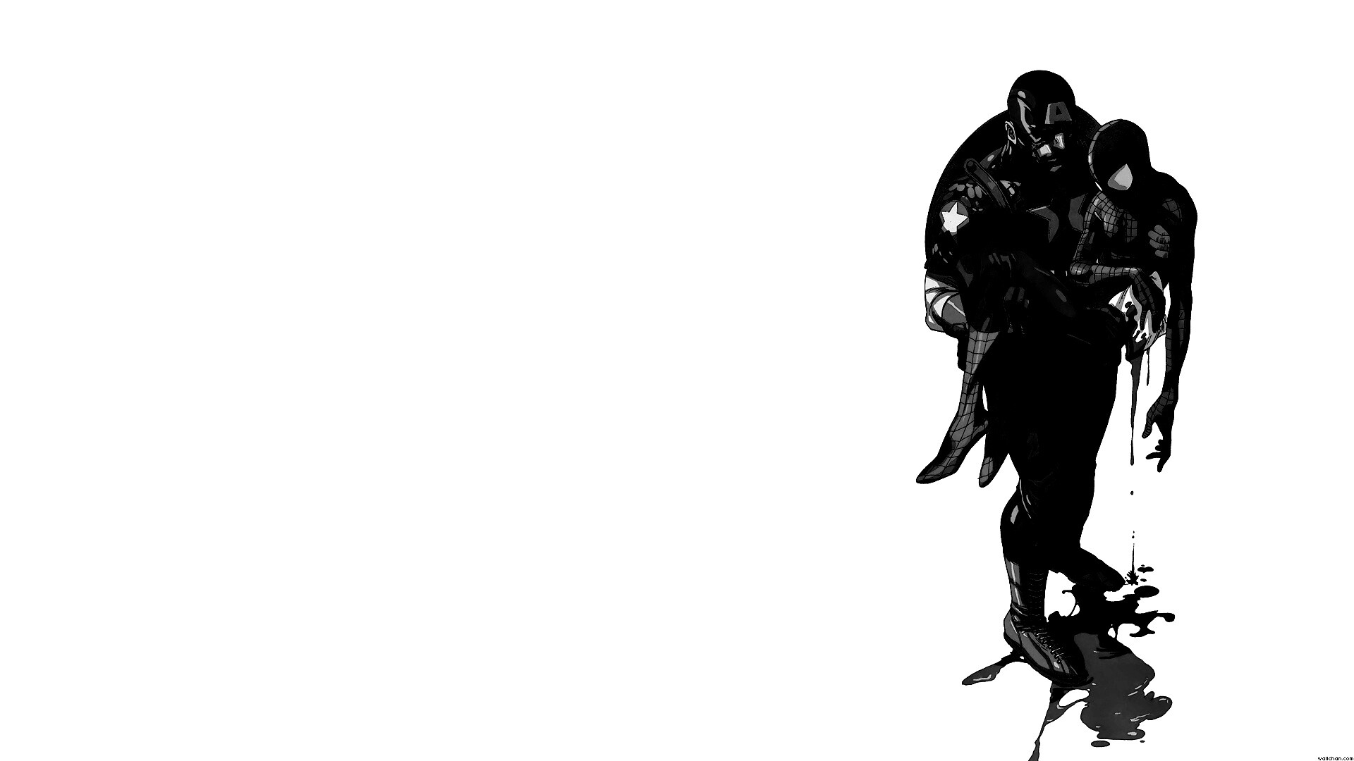 Капитан Америка и раненный Человек-паук обои