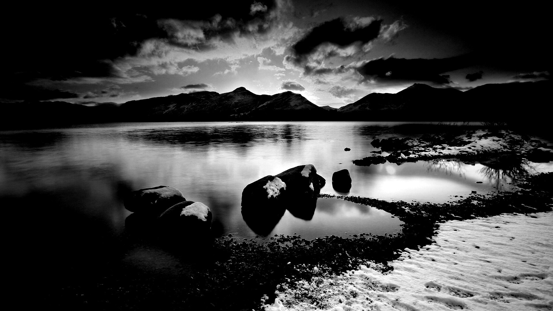 Картинный закат на озере обои