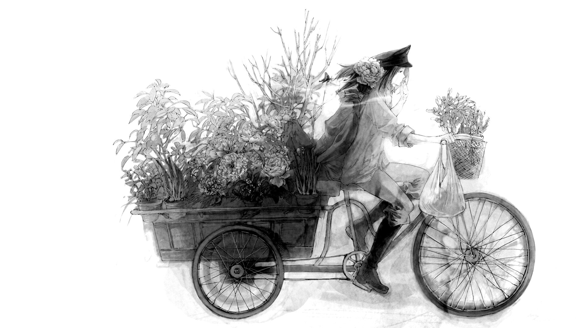 Развозчик цветов в пастельных тонах обои