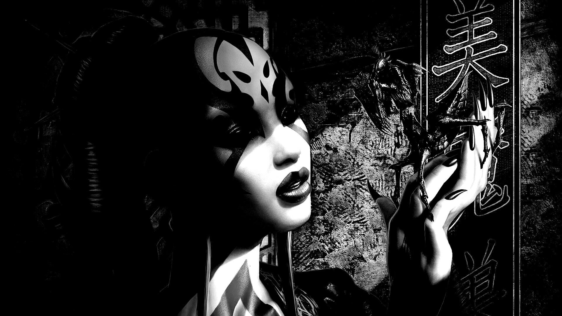 Девушка и богомол обои