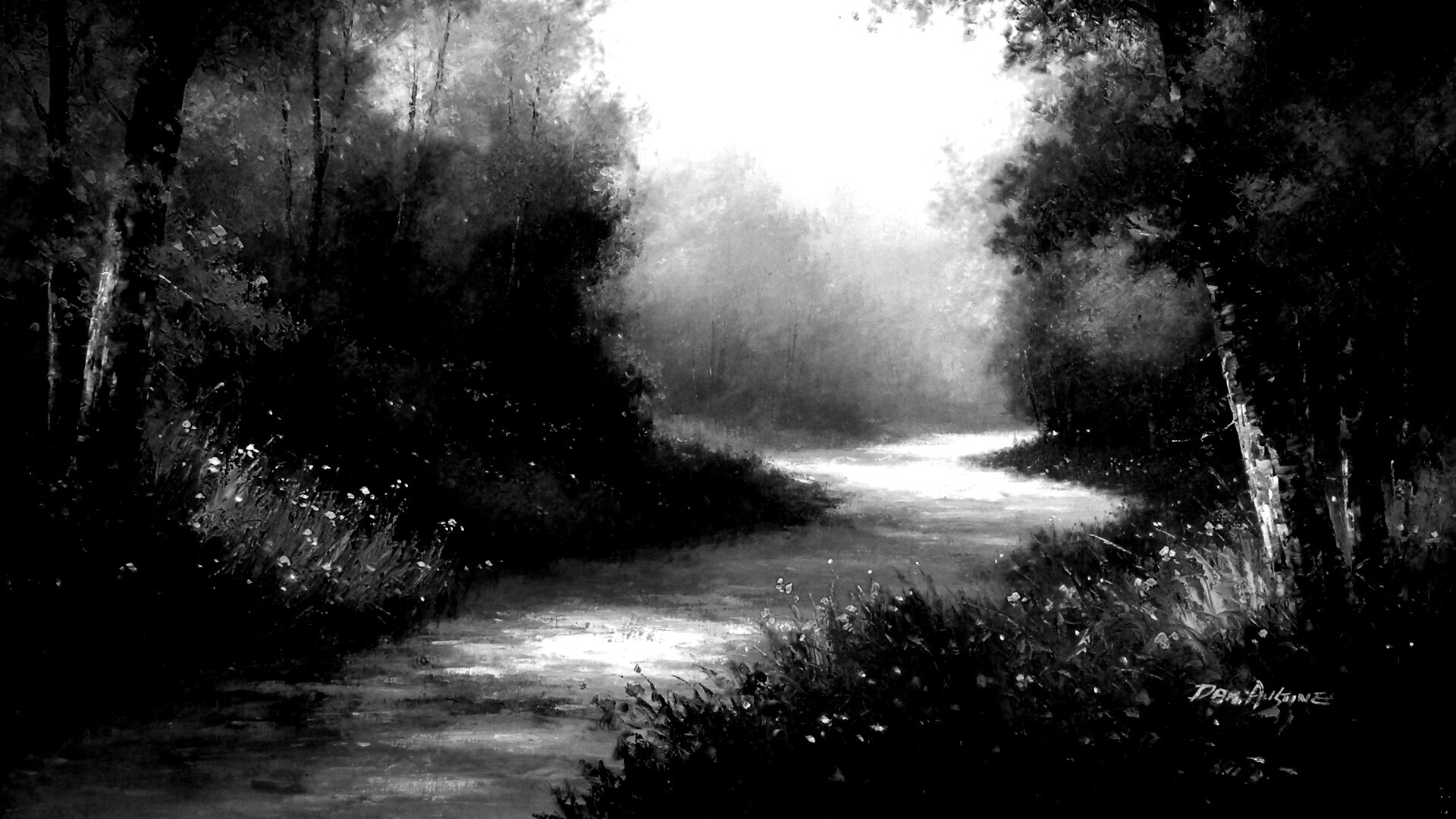 Рисунок лесной дороги обои