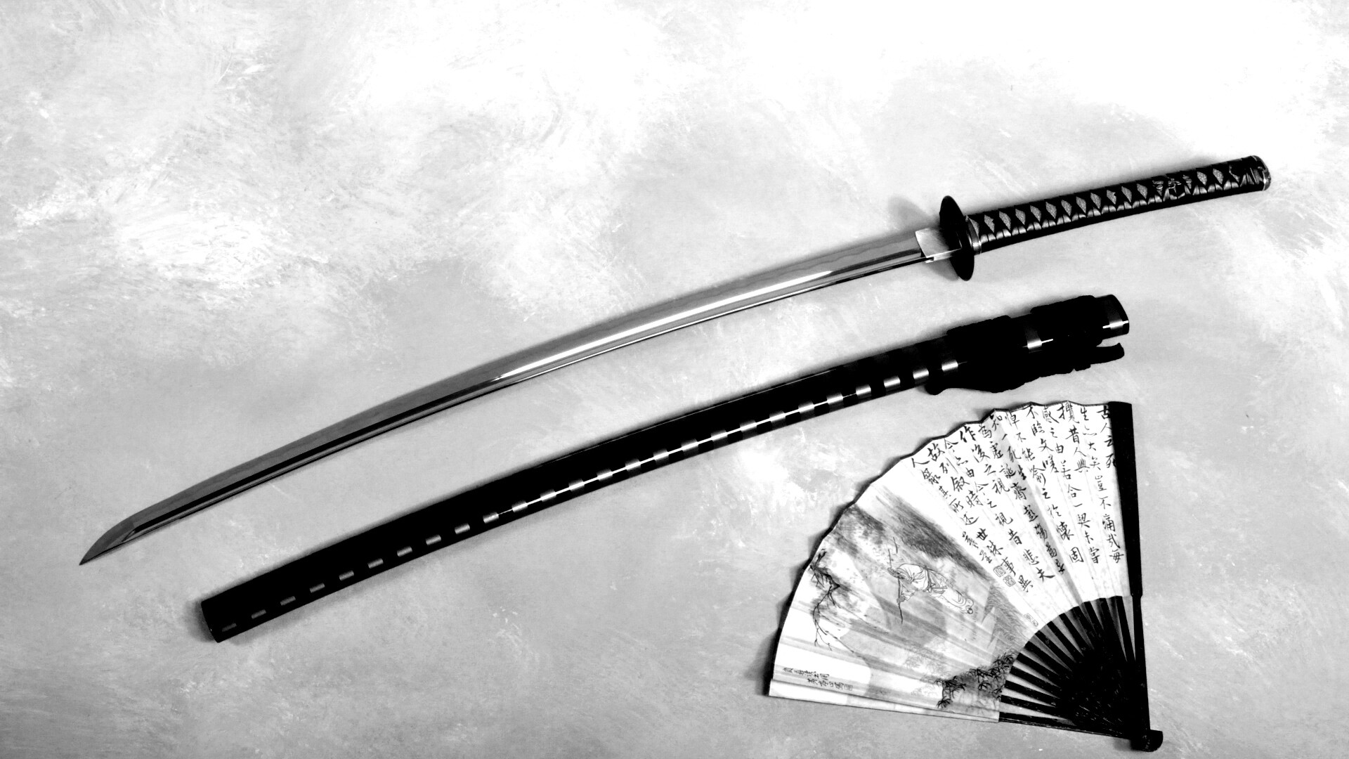 Катана и веер обои