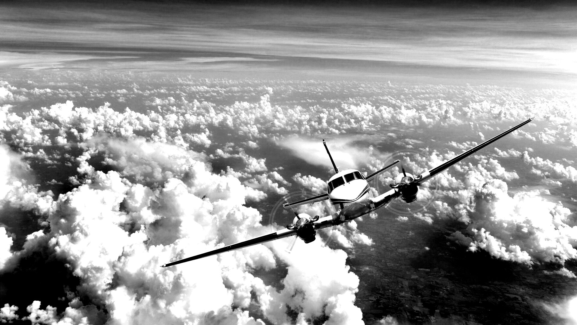 Самолет над облаками обои