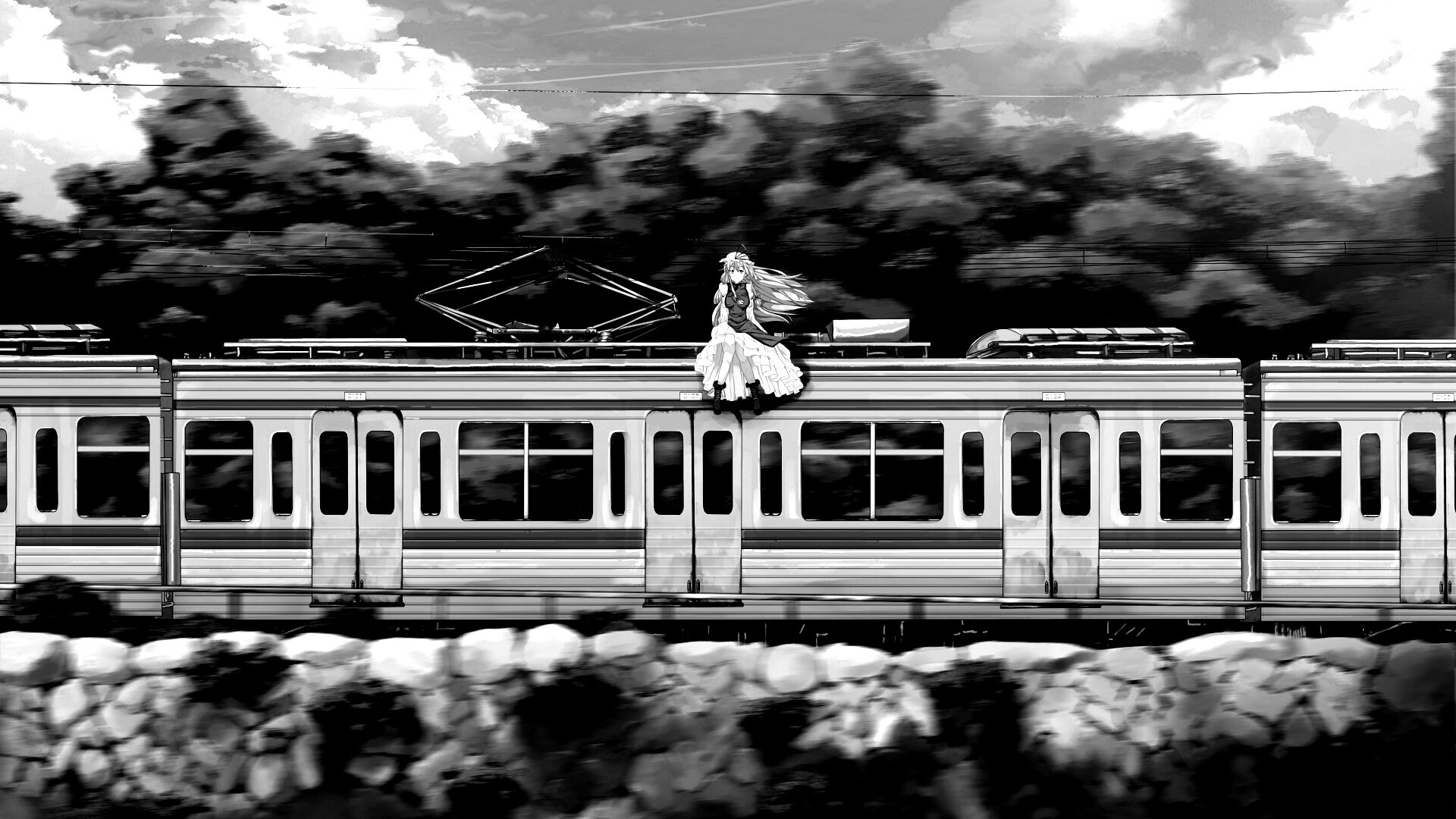 Девушка на крыше поезда обои