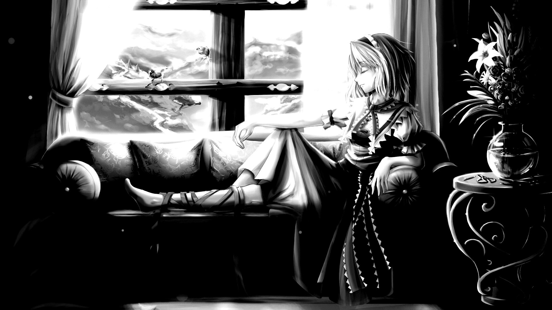 Девушка у окна обои