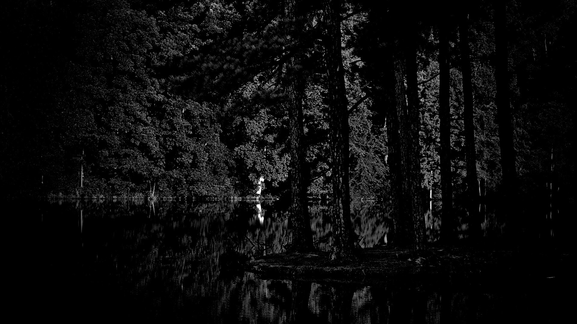 Островок посреди озера обои