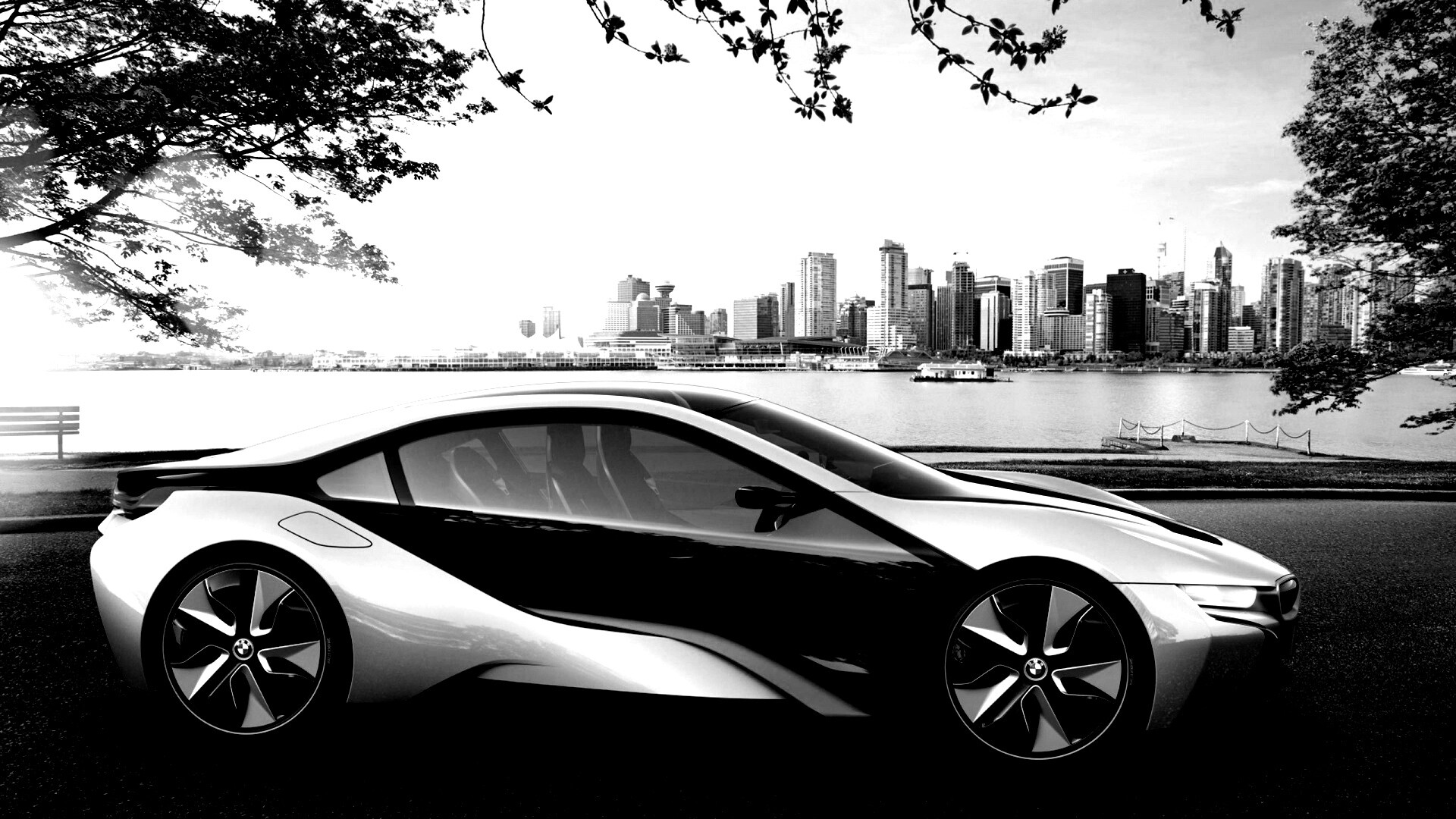 Концепт БМВ на берегу озера обои