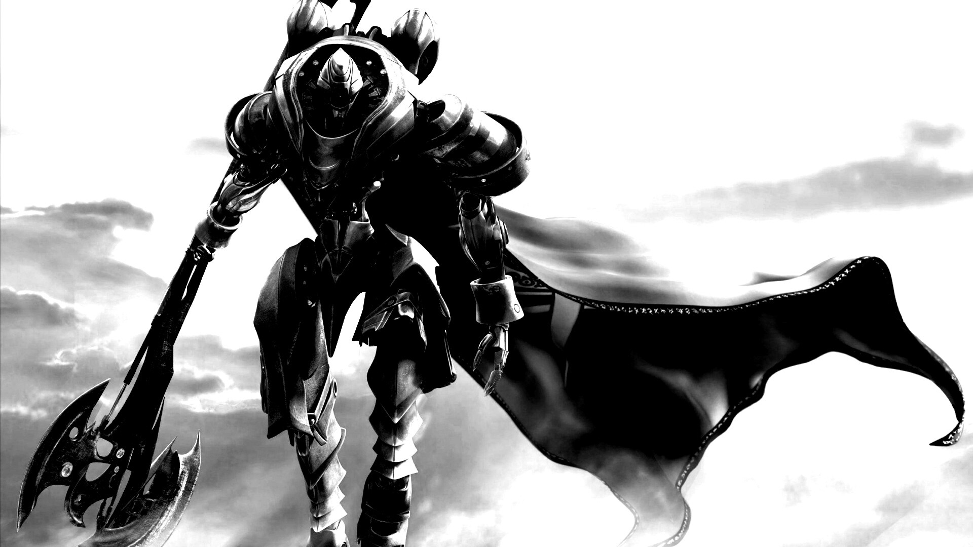 Боевой робот с топором в руке обои