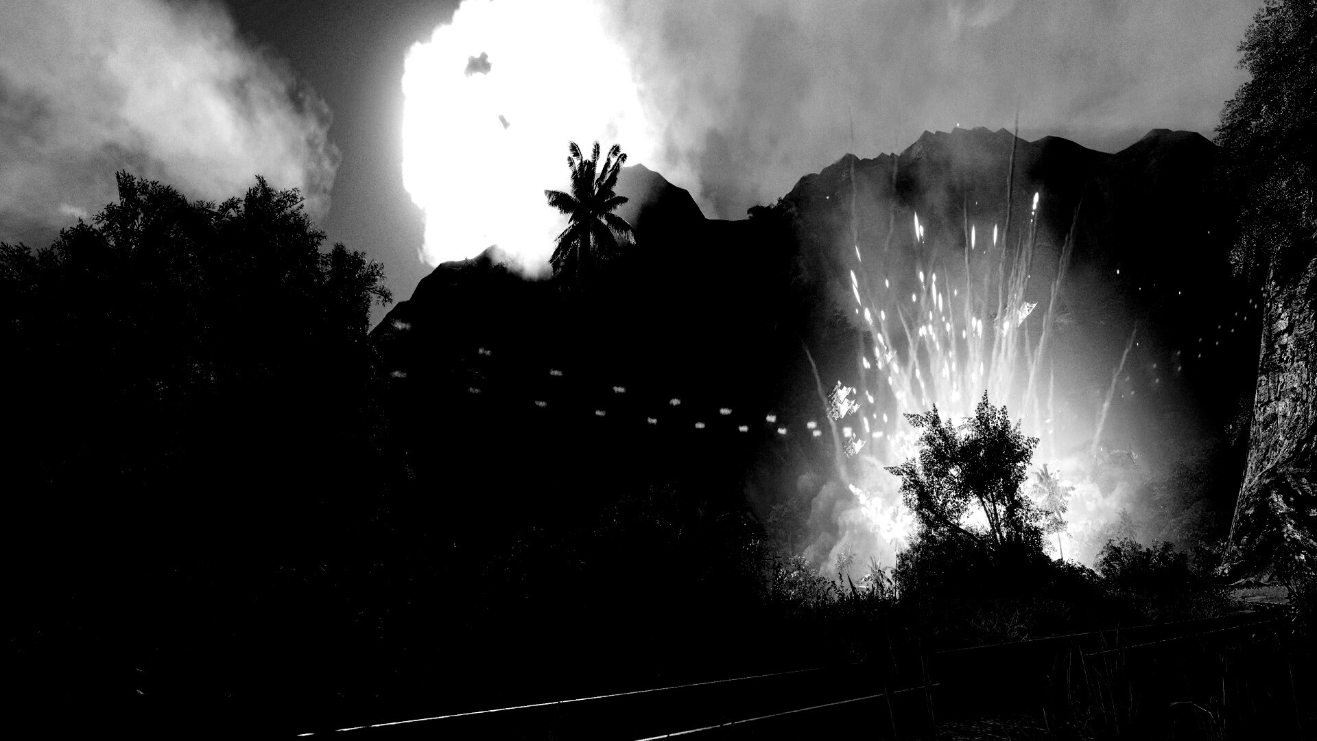 Взрыв в кустах обои