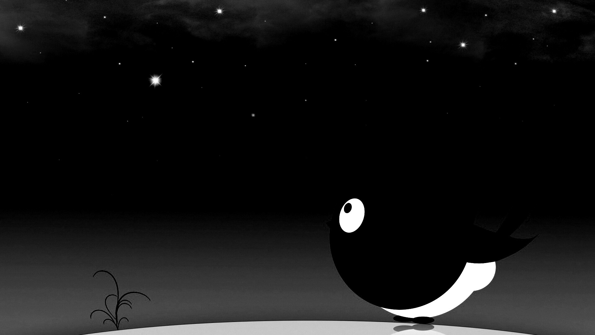 Нарисованная птичка обои