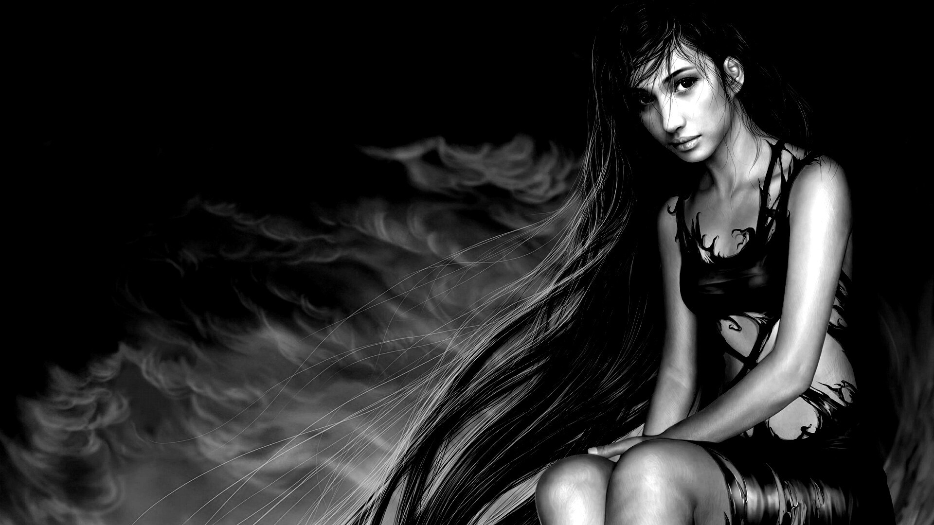 Девушка с длинными волосами обои