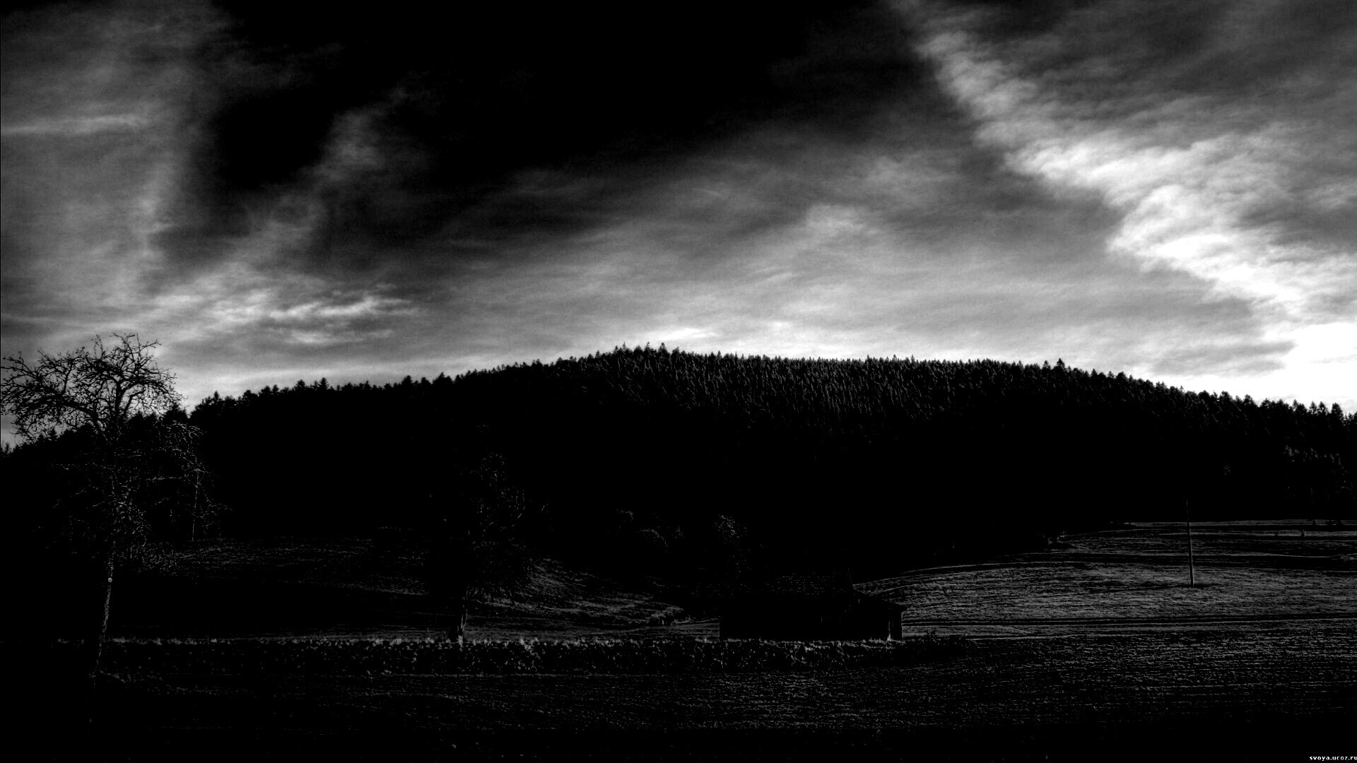 Домик в поле обои