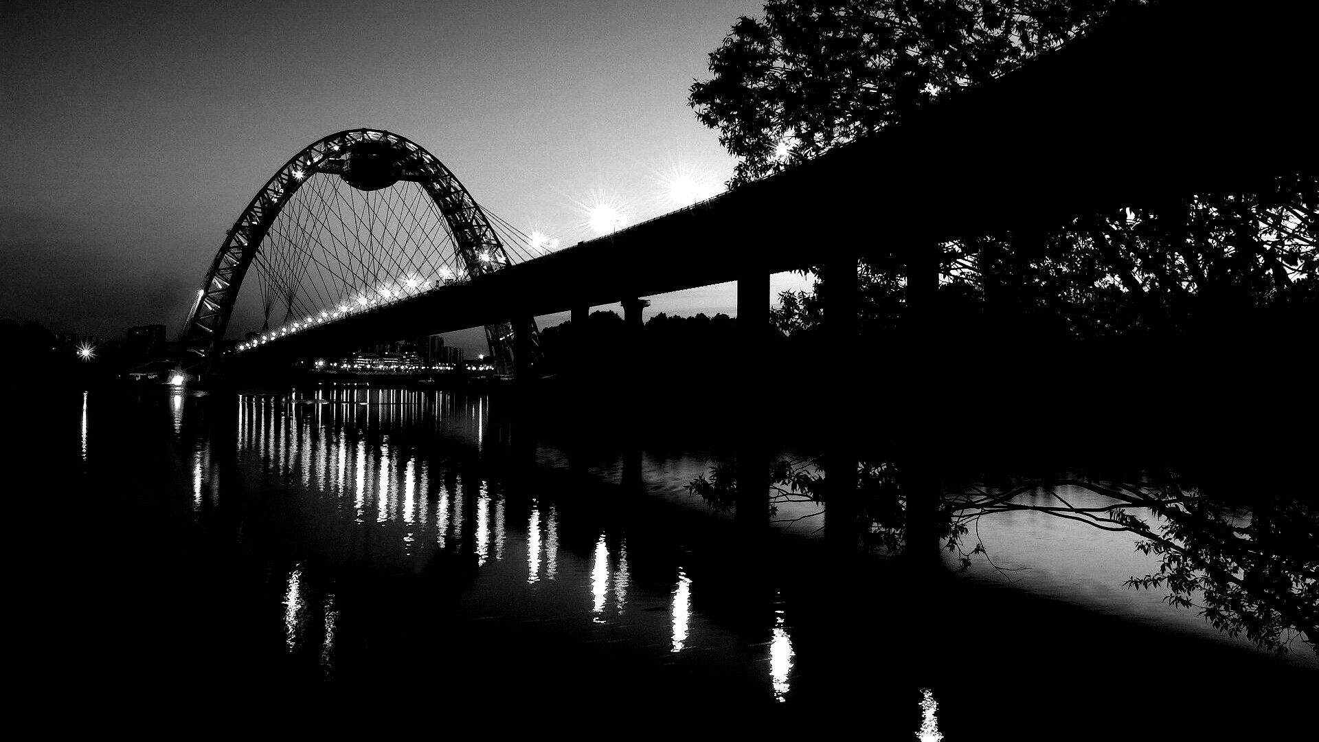 Мост в сумерках обои