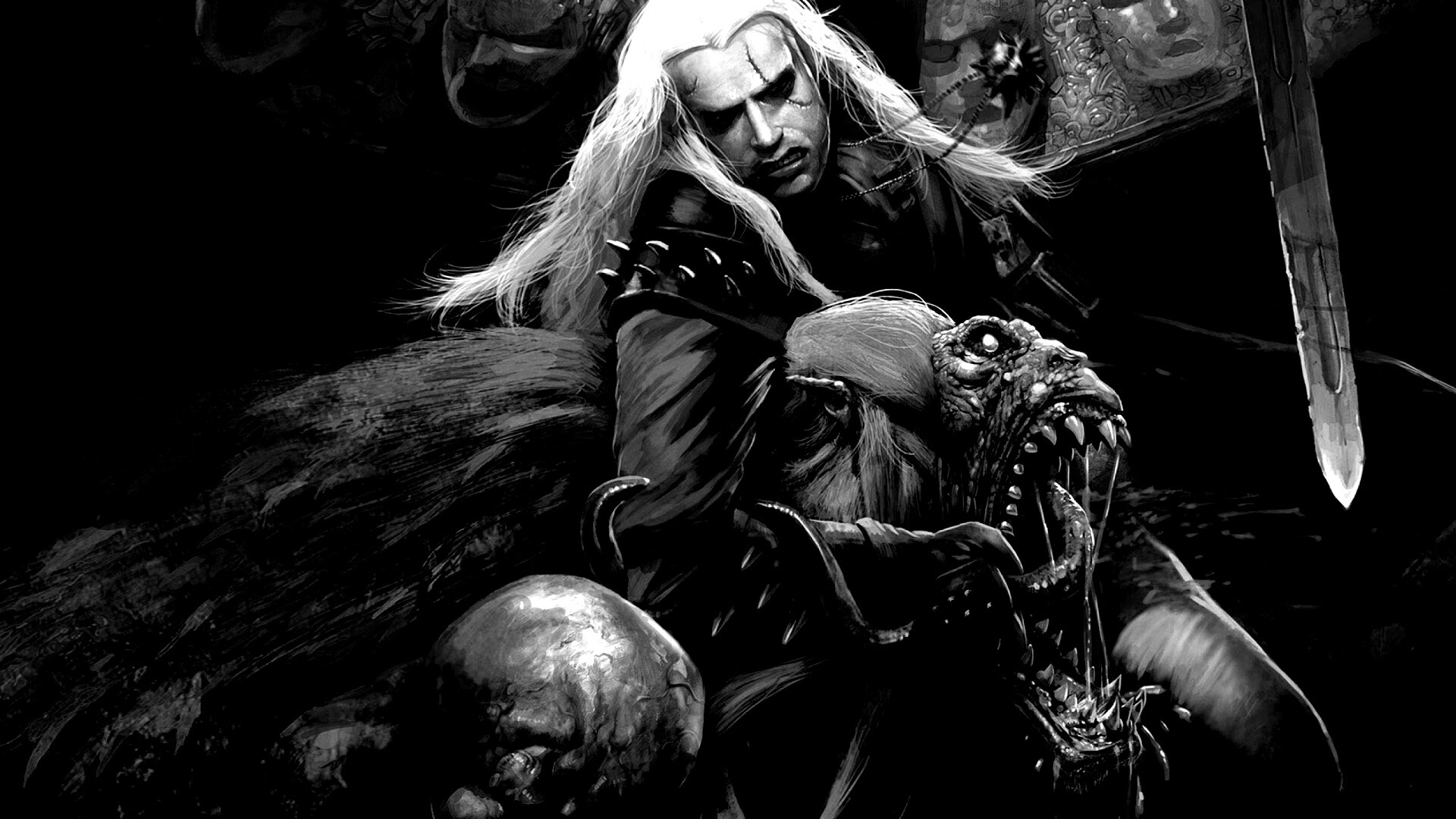 Ведьмак и монстр обои