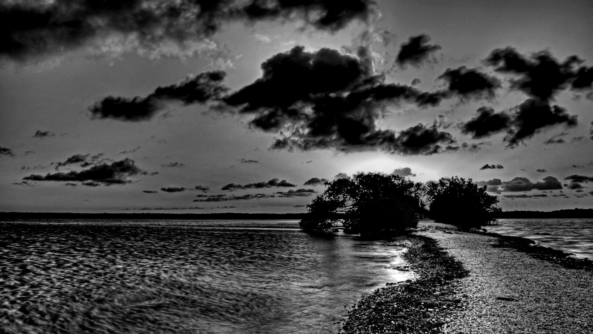 Побережье на закате обои