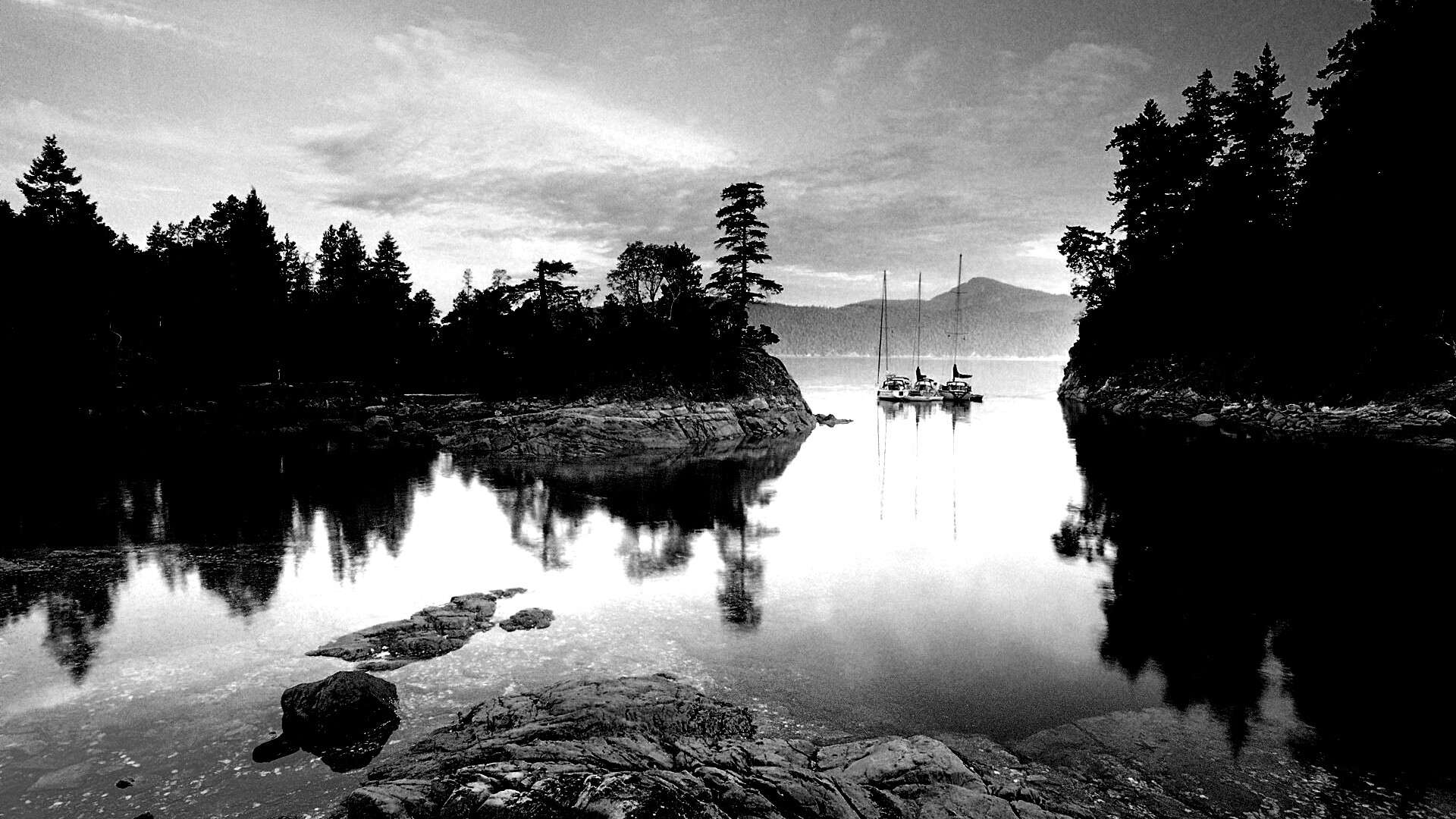 Яхты в заливе обои