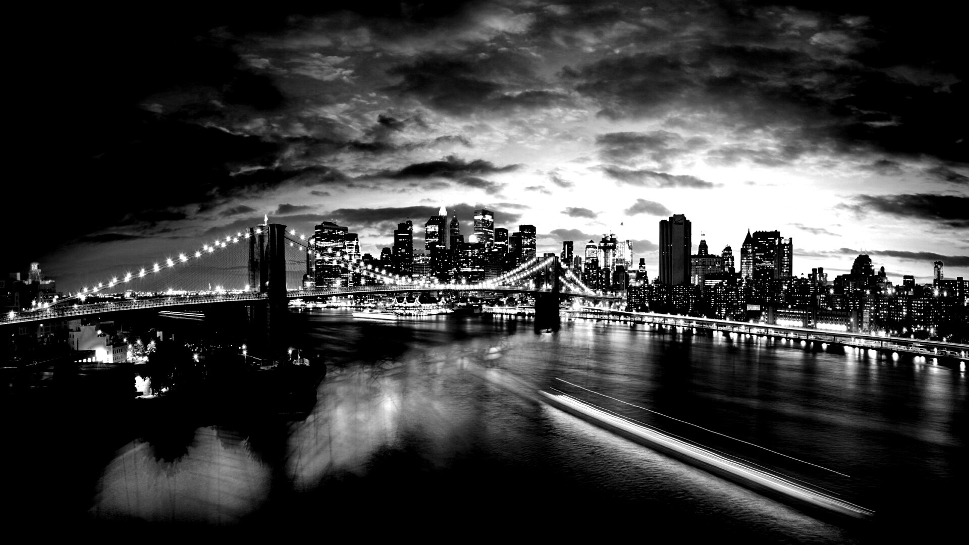 Мост в Нью-Йорке ночью обои