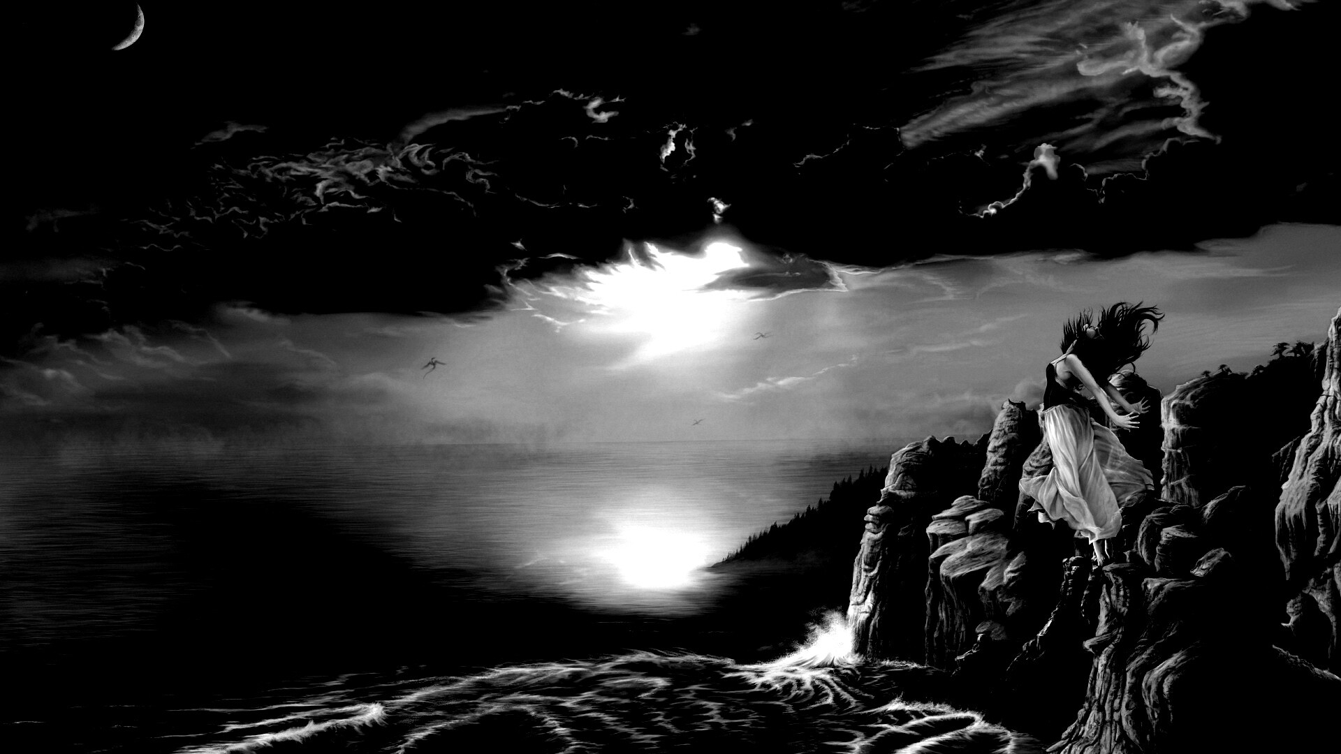 Прыжок с обрыва обои