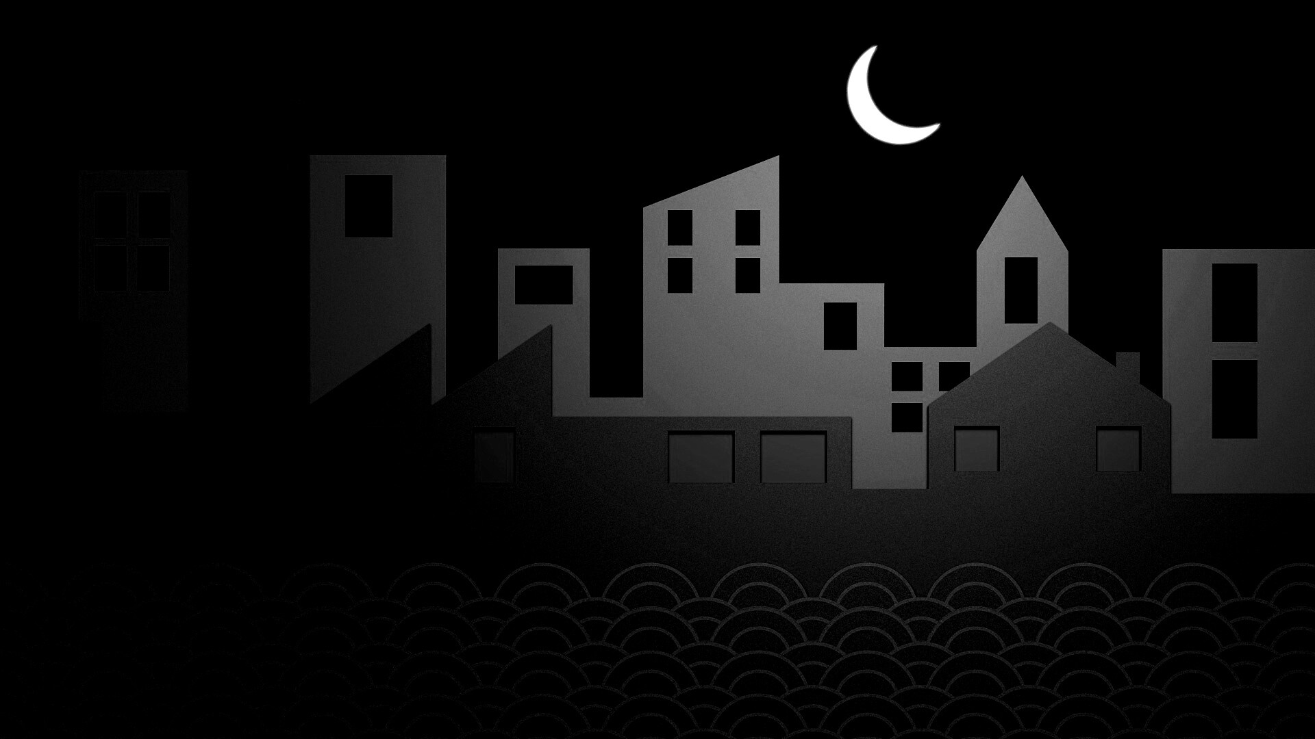 Ночной город на реке обои