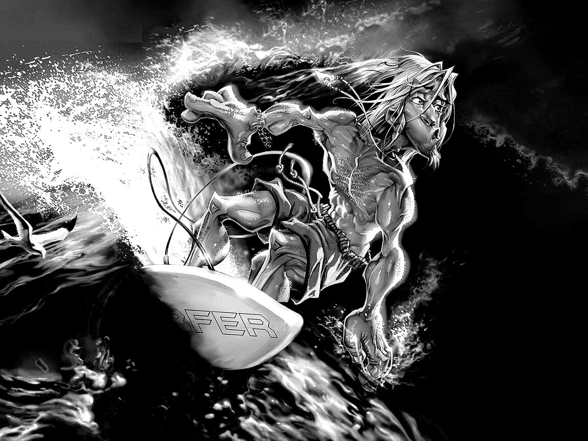 Карикатура на серфера обои