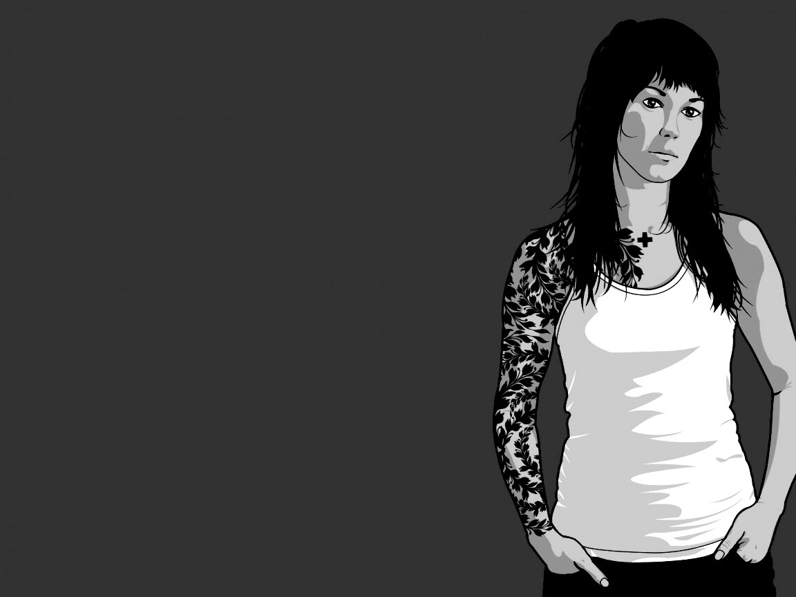 Девушка с татуировкой в виде листвы обои