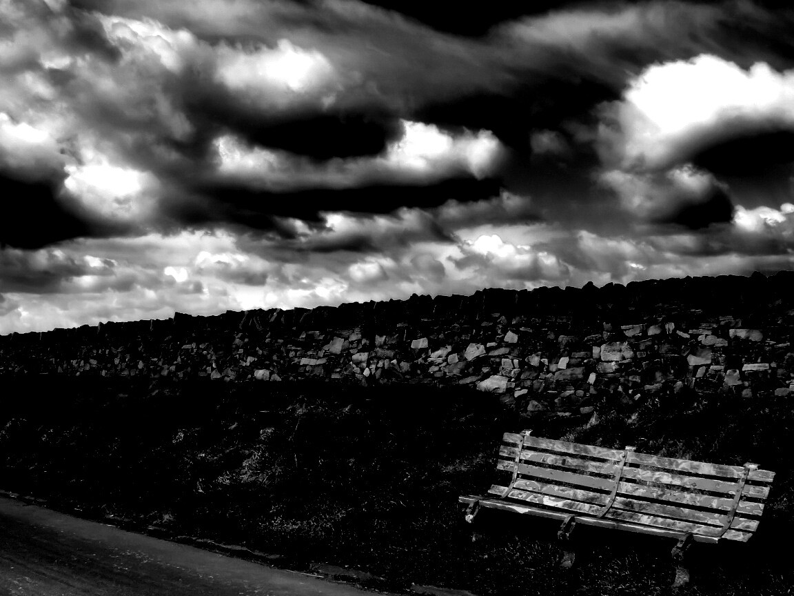 Скамейка у дороги обои