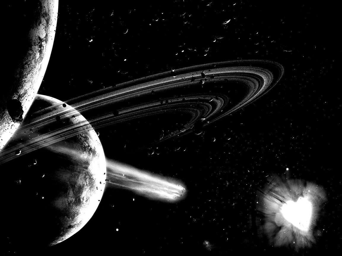 Голубой метеорит и туманность в виде сердца обои