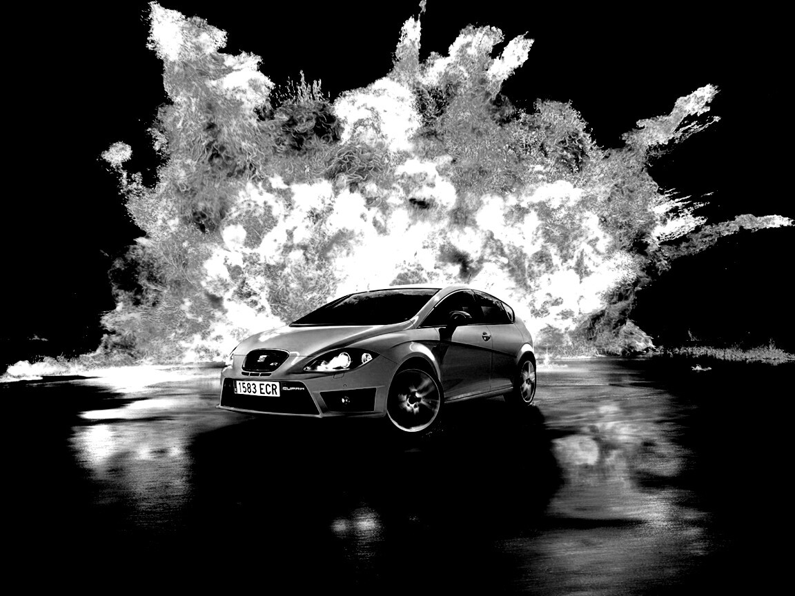 Желтый Леон на фоне взрыва обои