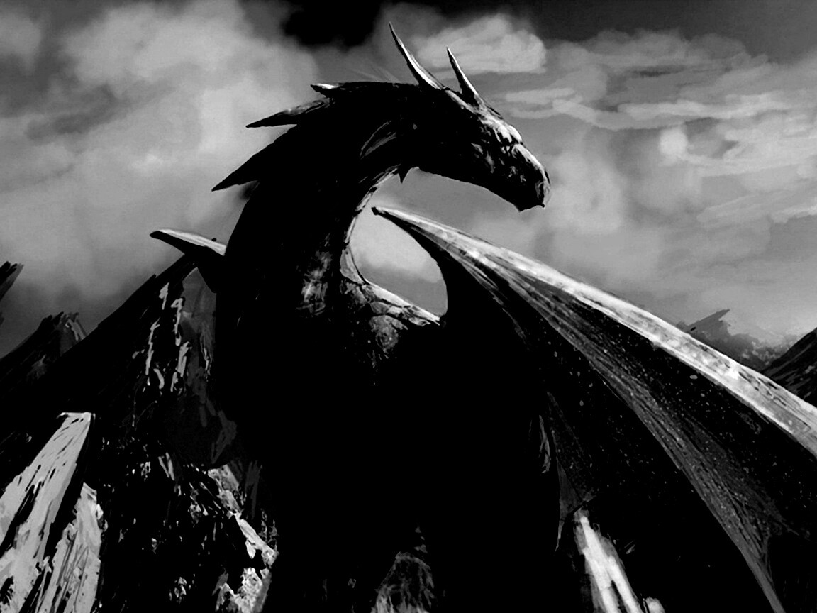 Дракон на вершине скалы обои