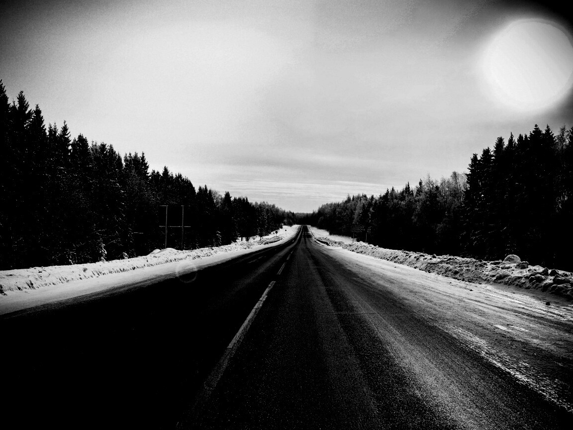 Дальняя дорога зимой обои