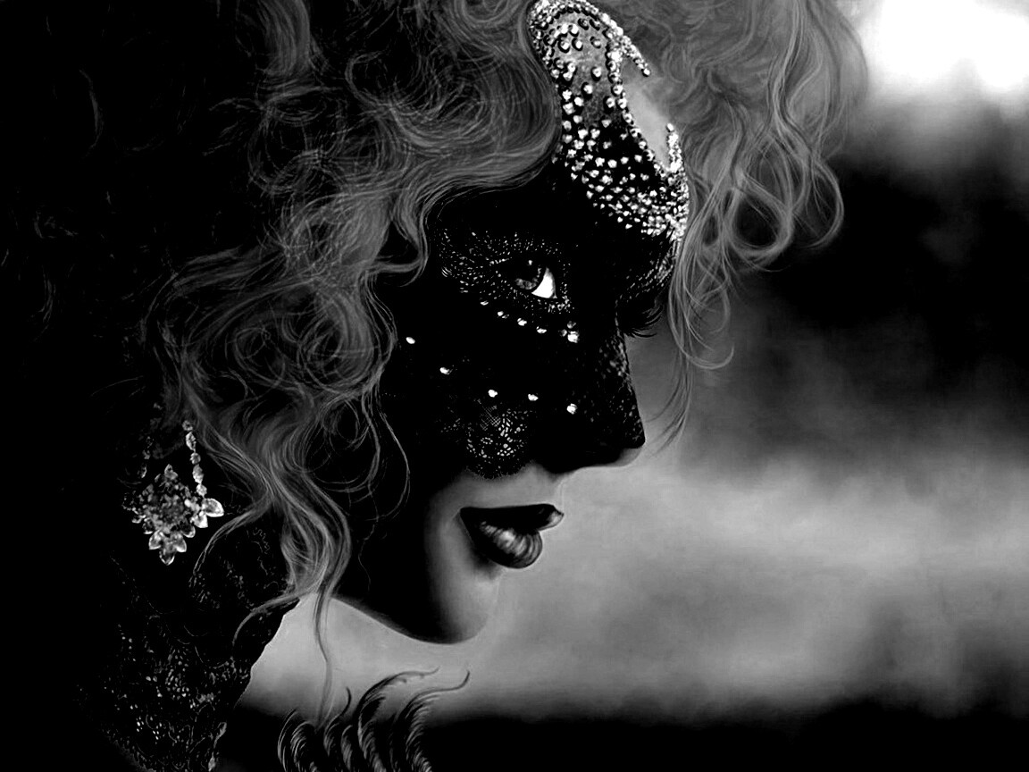 Девушка в карнавальной маске обои