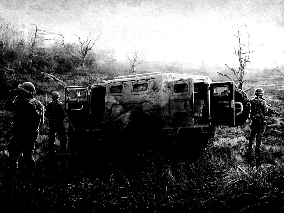 Солдаты из сталкера на болоте обои