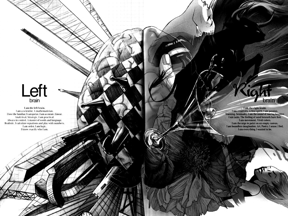 Левая и правая часть мозга обои