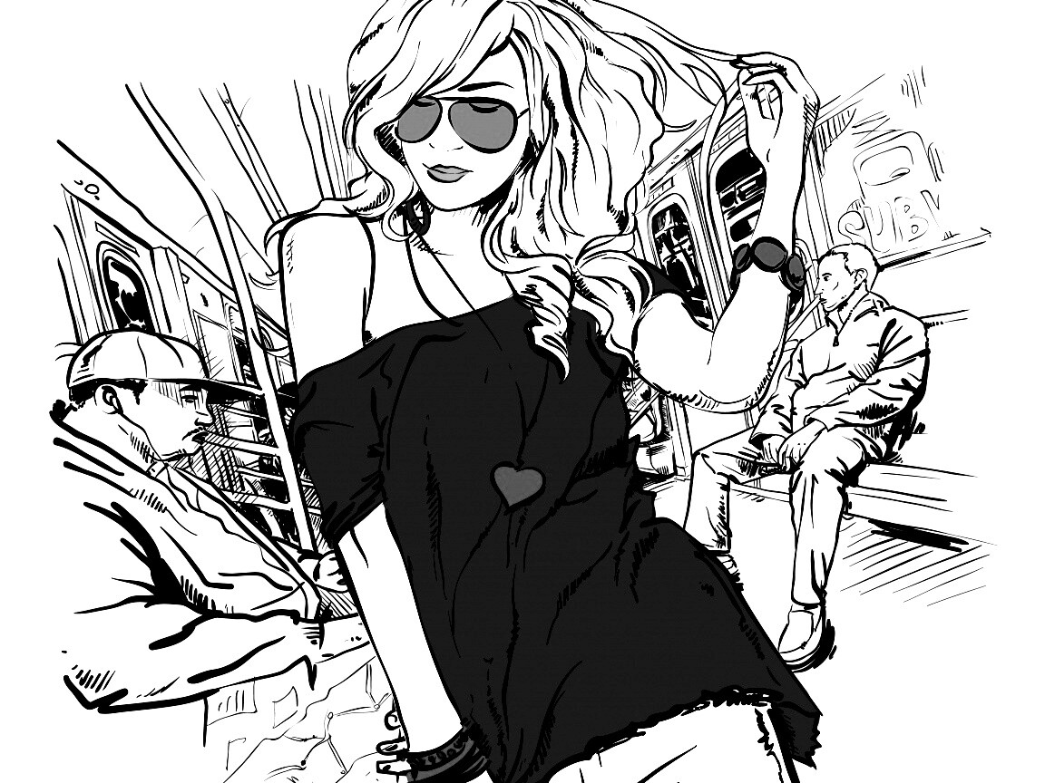 Стильная девушка в метро обои