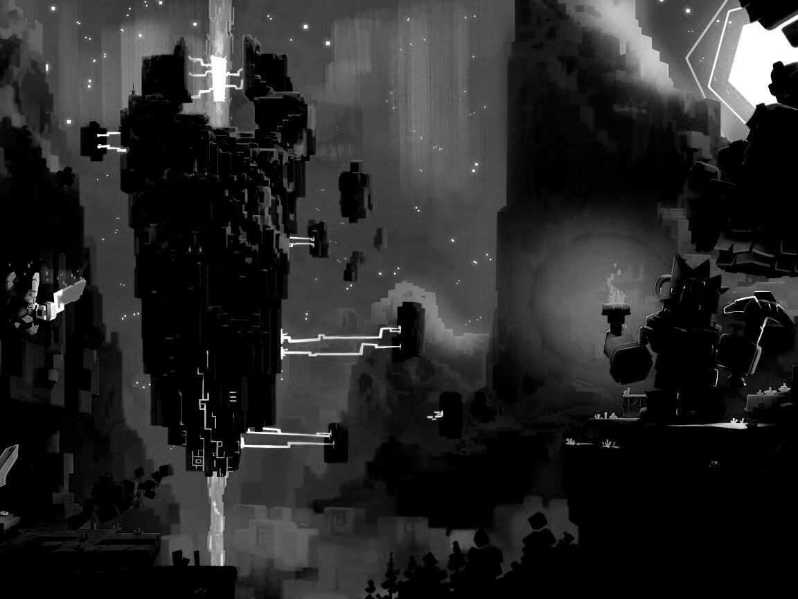 Парень с киркой и факелом смотрит в даль обои