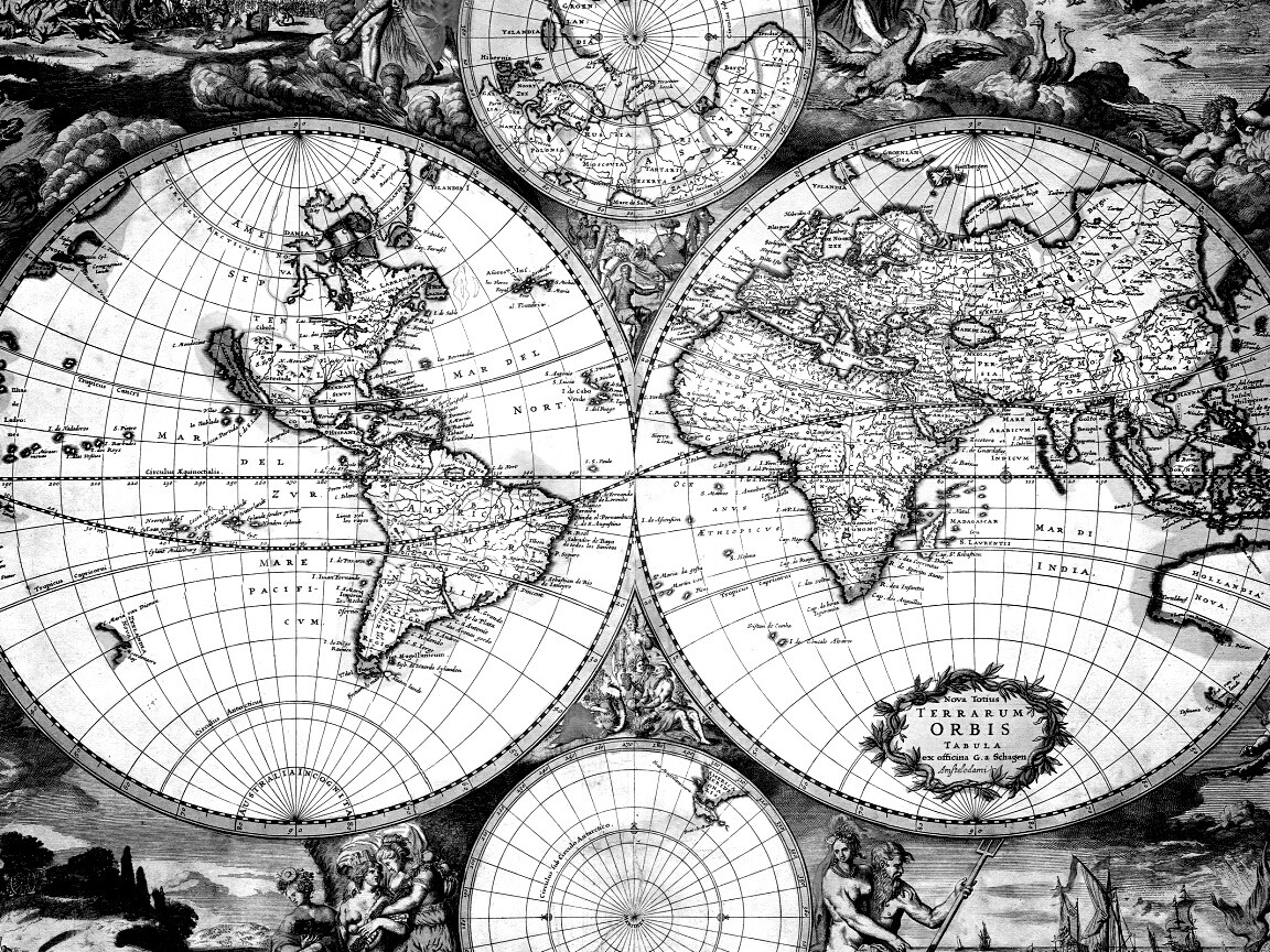 Старинная карта мира обои