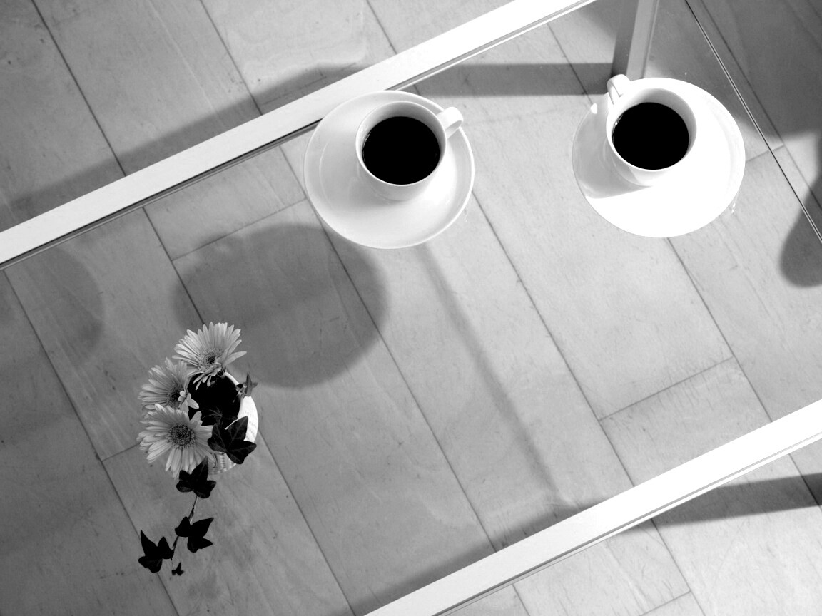Кофе и цветы обои