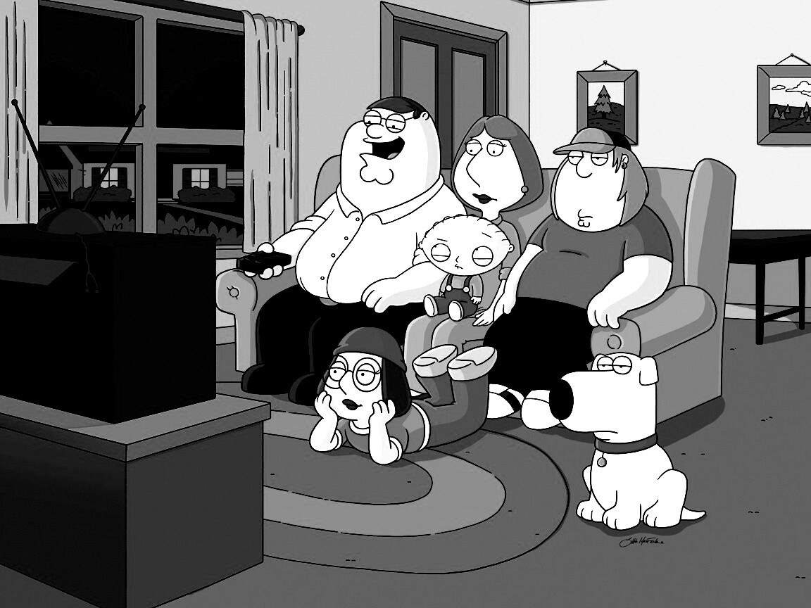 Гриффины всей семьей перед телевизором обои
