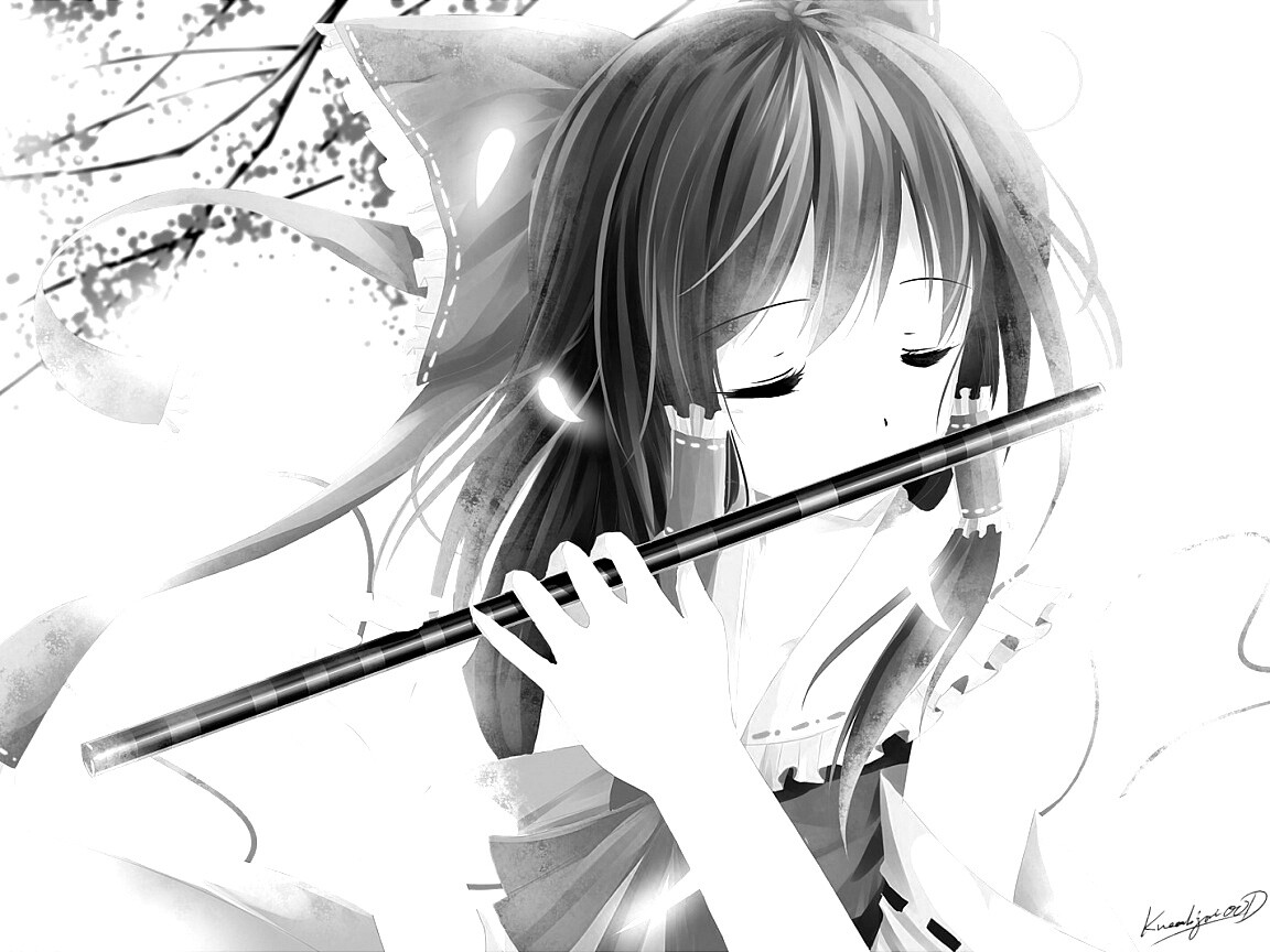 Девочка играет на флейте обои