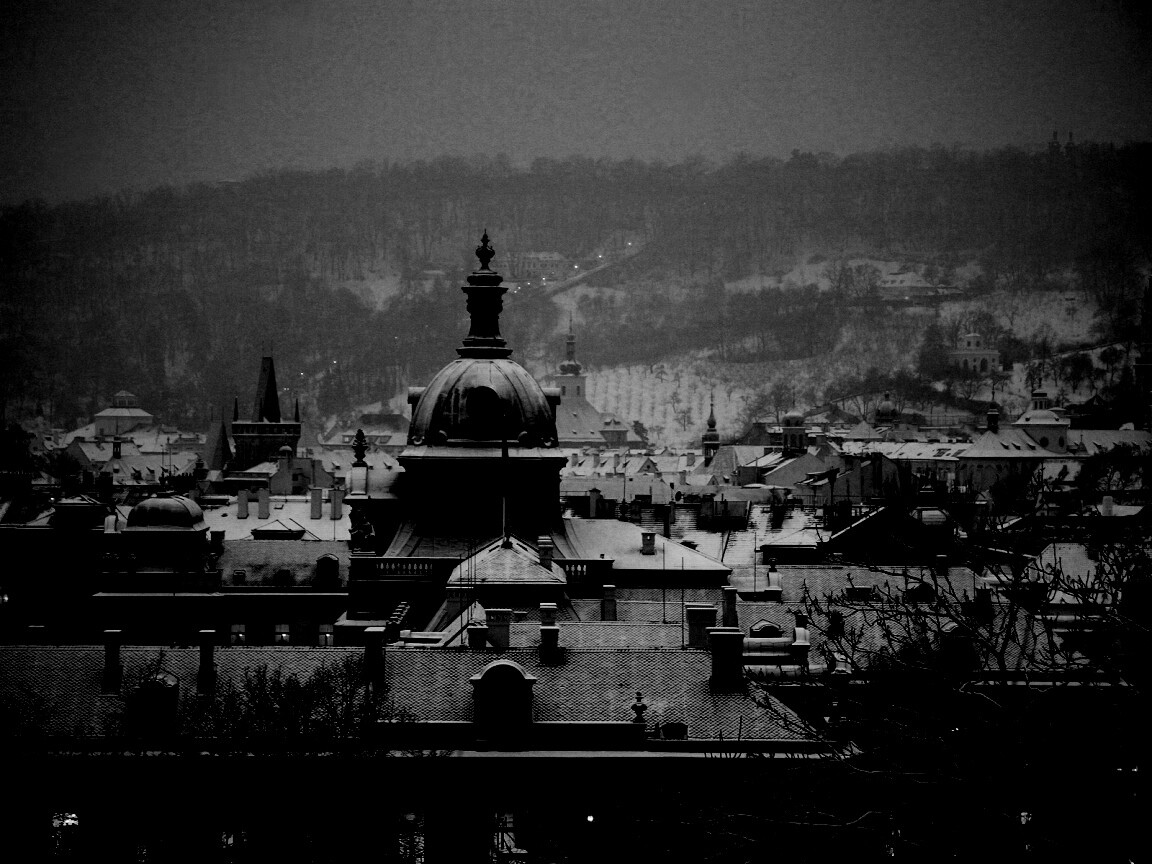 Город зимой обои