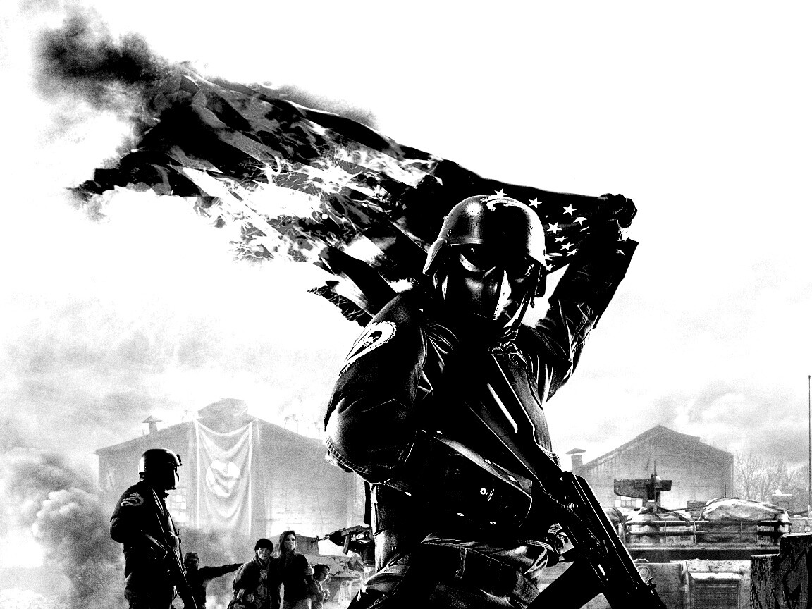 Солдат сжигает американский флаг обои