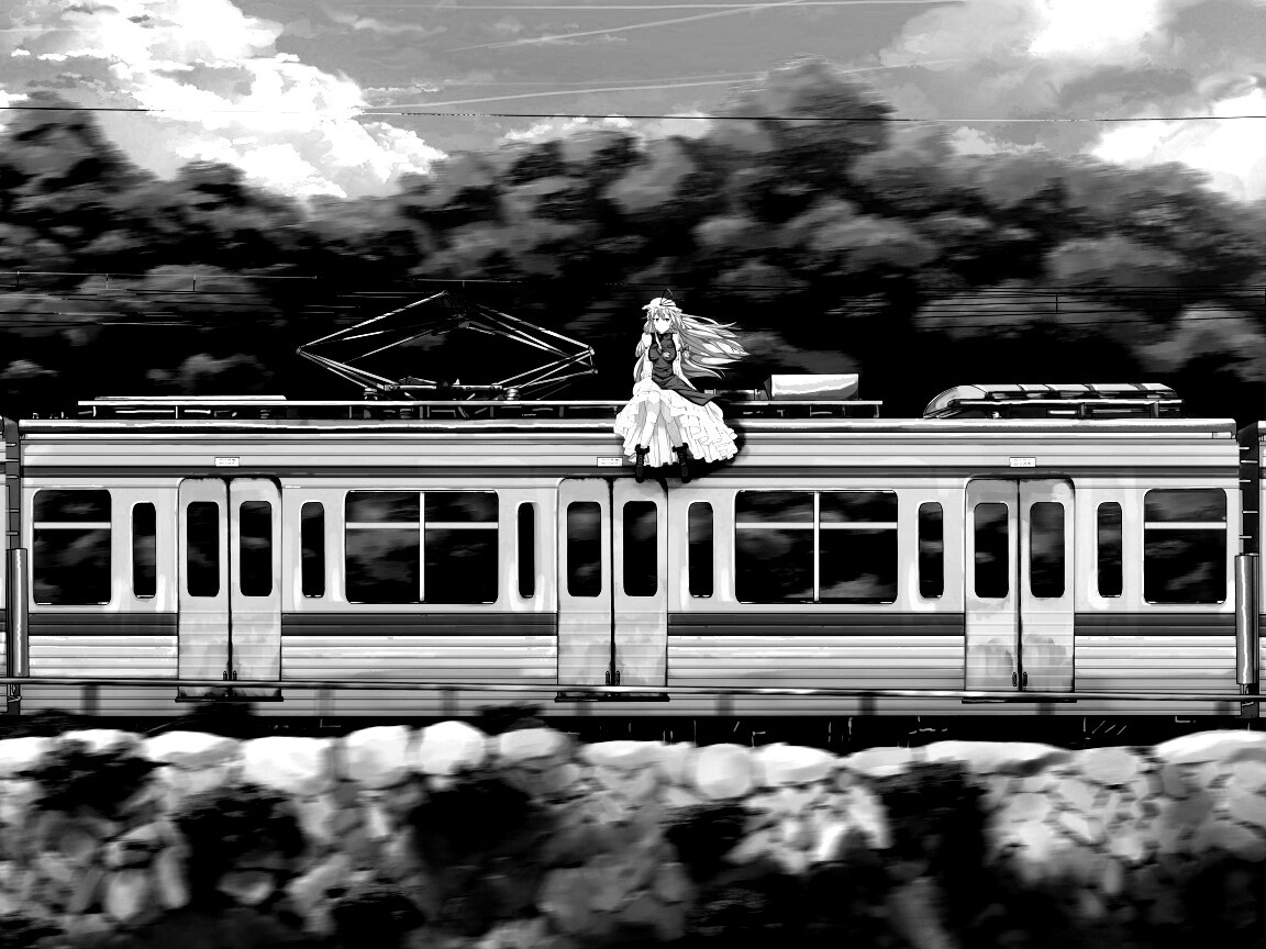 Девушка на крыше поезда обои