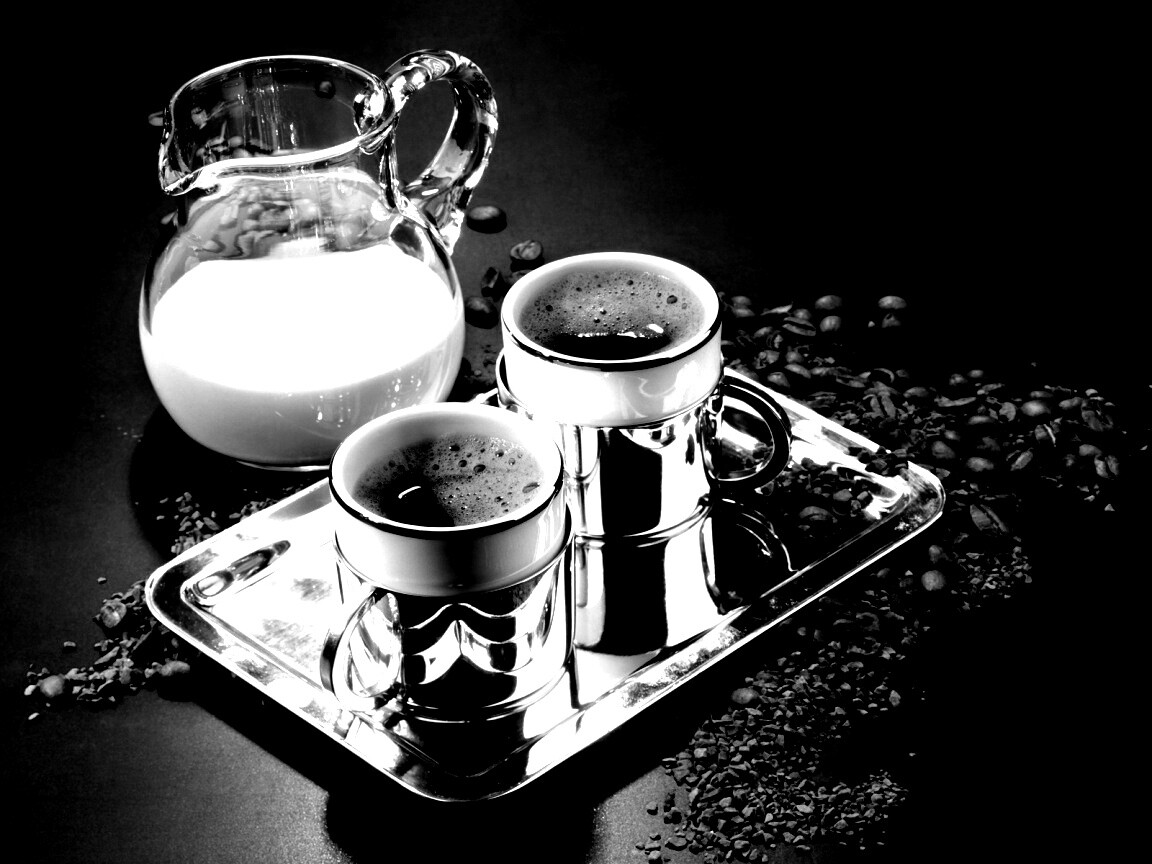 Поднос с кофе обои